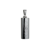 Memorial Locket, Scroll Engraved Cylinder Sterling Silver 33x13mm