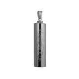 Memorial Locket, Large Scroll Engraved Cylinder Sterling Silver 43x11mm