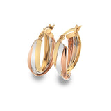 9ct Multi Gold Crossover Hoop Earrings 20mm