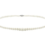 9ct White Gold Graduated River Pearl Row Necklace 4-9mm