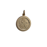 St Christopher 9ct Yellow Gold Wide Border Round Pendant