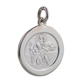 St Christopher Sterling Silver Wide Border Round Pendant 21mm