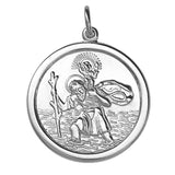 St Christopher Sterling Silver Plain Round Pendant 24mm