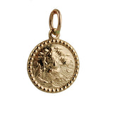 St Christopher 9ct Rose Gold Beaded Edge Round Pendant