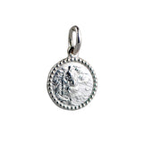 St Christopher Sterling Silver Beaded Edge Round Pendant 13mm
