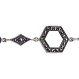 Vintage Design Sterling Silver Marcasite Hex Bracelet