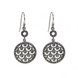 Vintage Design Sterling Silver Deco Disc Drop Earrings
