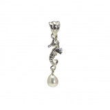 Vintage Design Sterling Silver Seahorse Pearl Pendant