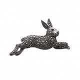 Vintage Design Sterling Silver Marcasite Leaping Hare Brooch