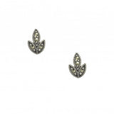 Vintage Design Sterling Silver Marcasite Leaf Stud Earrings