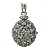 Vintage Design Sterling Silver Marcasite Seed Pearl Oval Locket