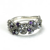 Vintage Design Sterling Silver Amethyst Swirl Ring