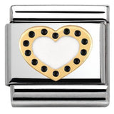 Nomination Classic Gold Enamel White Heart with Dots Charm SALE