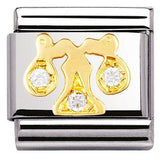 Nomination Classic Gold CZ Zodiac Libra Charm