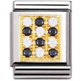 Nomination Big Size Gold CZ Black & White Pavé Set Charm SALE