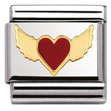 Nomination Classic Gold Enamel Red Heart with Wings Charm