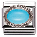 Nomination Classic Silver Twist Precious Stone Oval Turquoise Charm