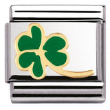 Nomination Classic Gold Enamel Green Shamrock Charm