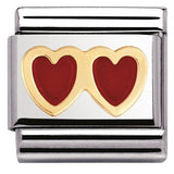 Nomination Classic Gold Enamel Red Double Heart Charm