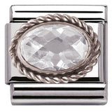 Nomination Classic Silver CZ Twist Oval White Charm