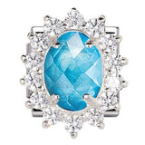 Nomination Classic Silver Royal CZ Halo Baby Blue Oval Charm SALE
