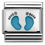 Nomination Classic Silver Enamel Blue Footprints Charm