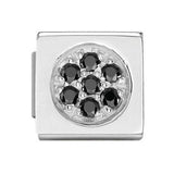 Nomination Classic Silver Royal CZ Black Round Pavé Charm SALE