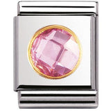 Nomination Big Size Gold Round Baby Pink CZ Charm SALE