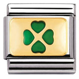 Nomination Classic Gold Enamel Green Clover Charm
