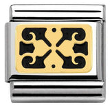 Nomination Classic Gold Enamel Black Filigree Clover Charm SALE