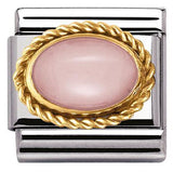 Nomination Classic Gold Twist Precious Stone Oval Pink Opal Charm