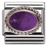 Nomination Classic Silver Twist Precious Stone Oval Amethyst Charm