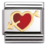 Nomination Classic Gold Enamel Red Heart with Arrow Heart Charm