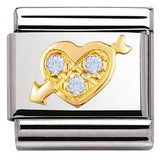 Nomination Classic Gold CZ Baby Blue Heart with Arrow Charm SALE