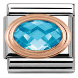 Nomination Classic Rose Gold Oval Baby Blue CZ Charm SALE