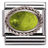 Nomination Classic Silver Twist Precious Stone Oval Peridot Charm