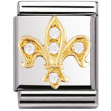 Nomination Big Size Gold CZ White Lily Fleur De Lis Charm SALE