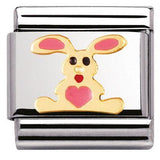 Nomination Classic Gold Enamel Pink Rabbit Charm