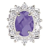 Nomination Classic Silver Royal CZ Halo Purple Oval Charm SALE