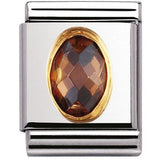 Nomination Big Size Gold Oval Brown CZ Charm SALE