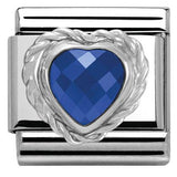 Nomination Classic Silver CZ Twist Heart Blue Charm