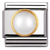 Nomination Classic Gold Precious Stone Round White Pearl Charm