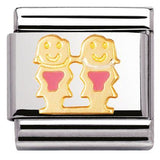 Nomination Classic Gold Enamel Pink Girls Sisters Charm