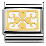 Nomination Classic Gold Enamel White Filigree Clover Charm SALE
