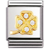 Nomination Big Size Gold CZ White Clover Charm SALE