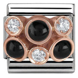 Nomination Classic Rose Gold CZ Black Agate Bubbles Charm SALE