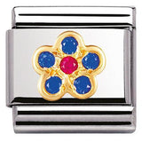 Nomination Classic Gold CZ Blue Red Flower Charm SALE
