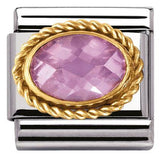 Nomination Classic Gold Twist Oval Pink CZ Charm