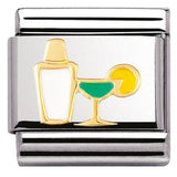 Nomination Classic Gold Enamel Cocktail & Shaker Charm