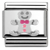 Nomination Classic Silver Enamel Christmas Gingerbread Man Charm